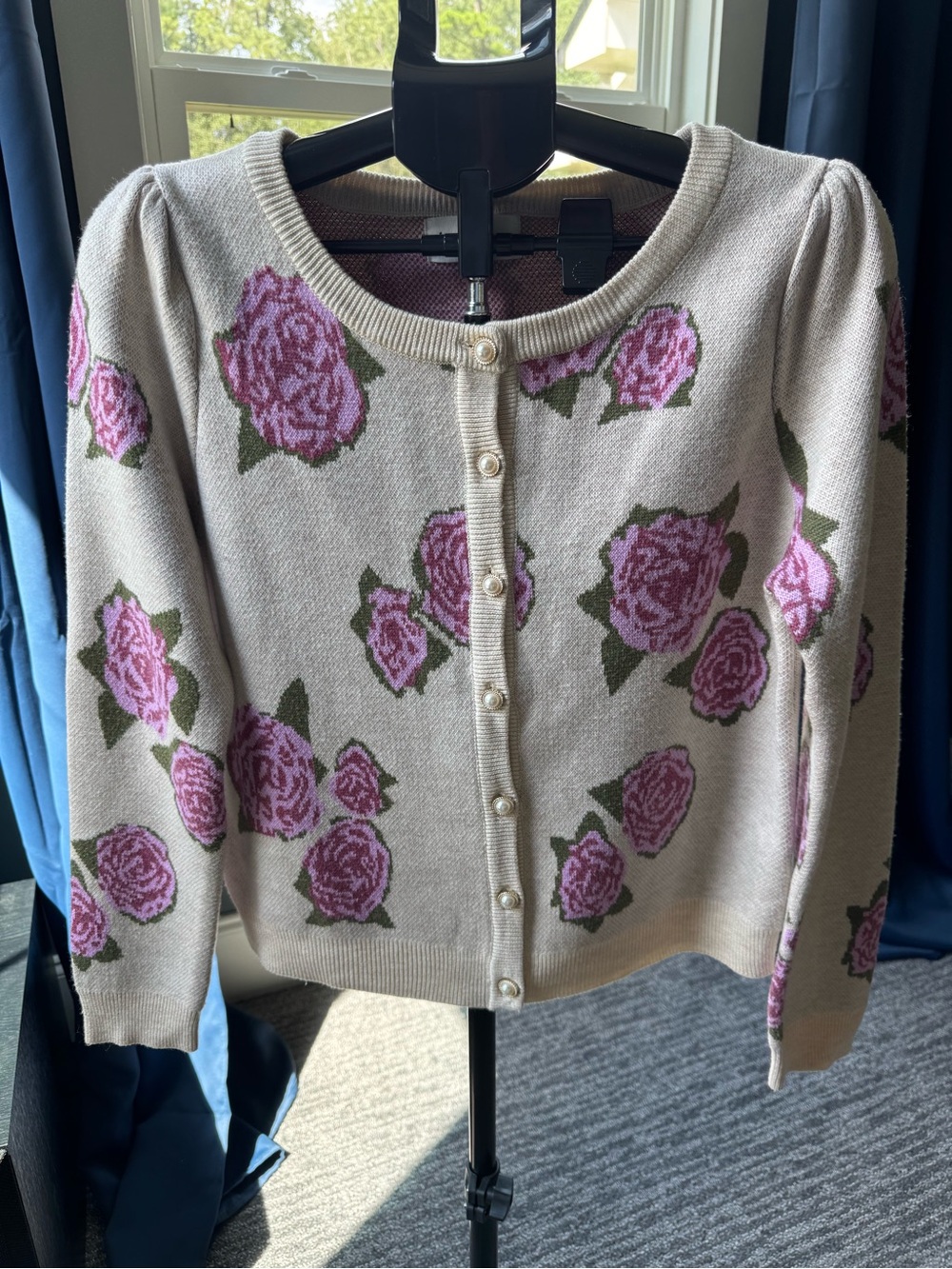 Heartloom Charla Rise Flora Cardigan Size Large Button Front Floral Grandmacore